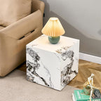 Side Table, End Table with White Marble Grain, Modern Beside Sofa Couch Tables - Image 4