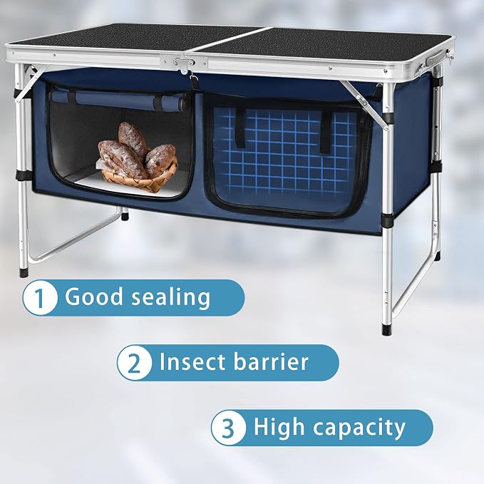 Folding Camping Table with Storage Compartment Aluminum Lightweight Camp - Image 5
