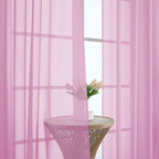 Chyhomenyc Pink Sheer Curtains 96 Inches Long 2 Panels, Light Filtering Pink - Image 9