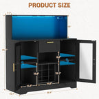 Unikito Wine Bar Cabinet with LED Light, Liquor Cabinet with Wine Rack and - Image 2