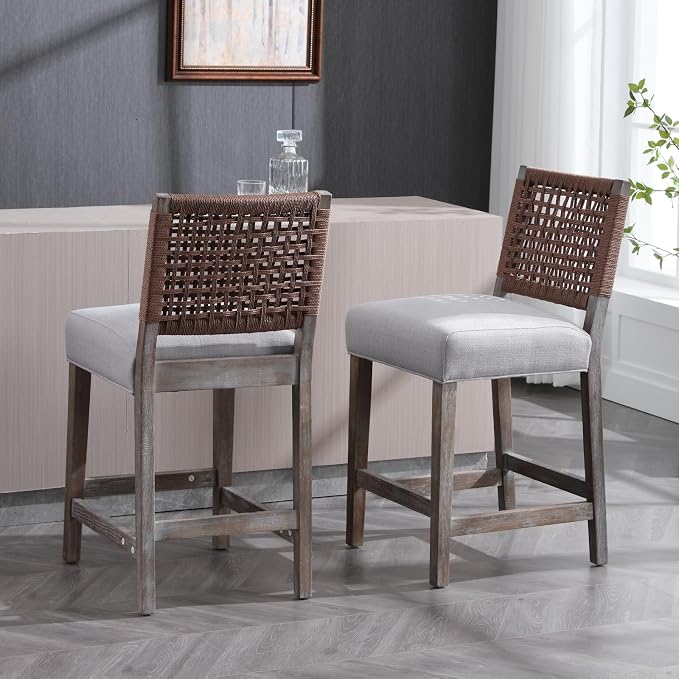 27" Farmhouse Counter Height Bar Stools Set of 4 - Image 4