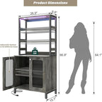 Aheaplus Bar Cabinet with Power Outlets, Coffee Bar Station - Image 2