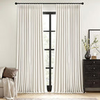 MIULEE Beige White Pinch Pleated 100% Blackout Linen Curtains 40x84 Inches | by MIULEE