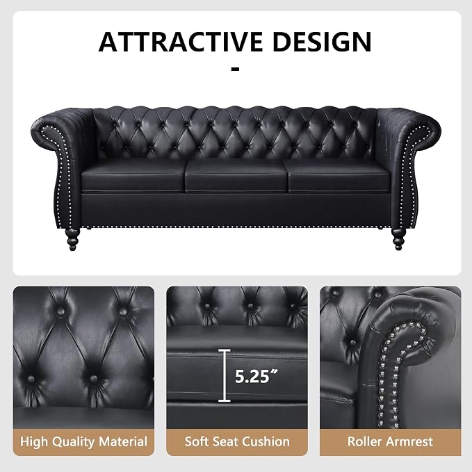 QHITTY 2 Piece Living Room Set, Sectional Chesterfield Sofa Chair Contemporary - Image 4