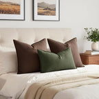 MIULEE Decorative Linen Lumbar Pillow Cover 12x20 Inch Dark Olive Green | Boho - Image 4