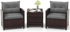 Tangkula 3 Pieces Patio Furniture Set, PE Rattan Wicker 3 Pcs Outdoor Sofa Set by TANGKULA