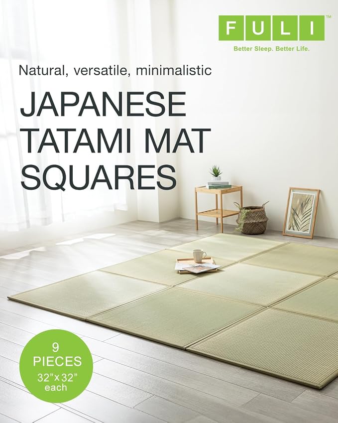 FULI Japanese Square Tatami Rug, Lightweight Igusa Mat, Made in Japan - Image 2