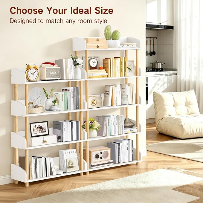 4-Tier Wooden Bookshelf, Modern Open Bookcase - Image 7