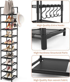 LANTEFUL Tall Narrow Shoe Rack for Entryway, 10-Tier Sturdy Metal Shoe Shelf - Image 4