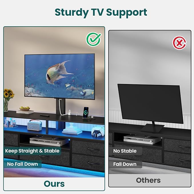 BTHFST TV Stand with Mount for 32/55/65/70 inch TVs, 51.2" LED TV Stand with - Image 6