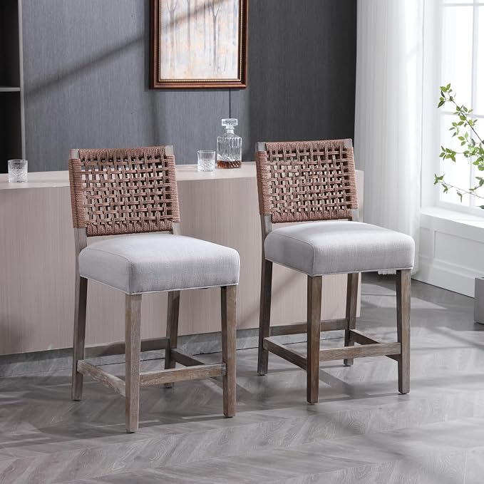 27" Farmhouse Counter Height Bar Stools Set of 4 - Image 3