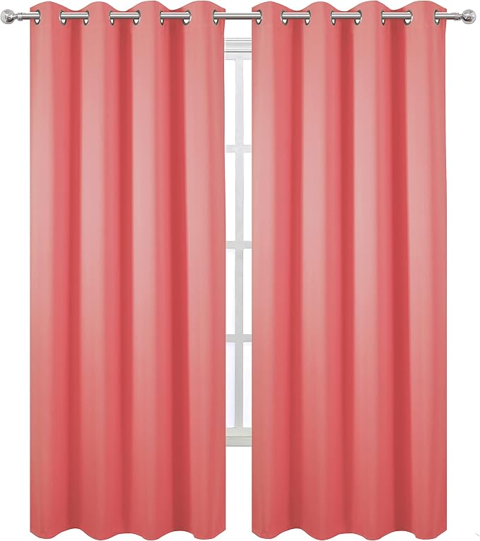 Blackout Curtains 52 x 84 inch/Coral Curtains Set of 2 Panels/Thermal Insulated - Image 2