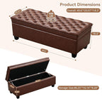 WUTUTUEE 50" Faux Leather Storage Ottoman Bench, Upholstered Rectangle End of - Image 2