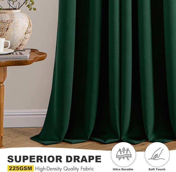 MIULEE Blackout Curtains for Bedroom 2 Panel 40 x 84 Inch Long Hunter Green | - Image 5