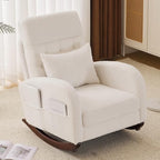 VINGLI Teddy Fleece Low Seat Rocking Chair, Boucle Upholstered Nursery Glider by VINGLI