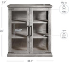 BELLEZE Storage Cabinet with Shelves and Glass Doors - Image 2