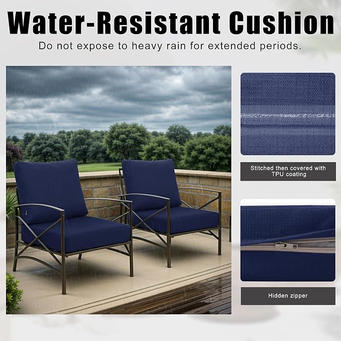 Favoyard Deep Seat Patio Cushions 22 × 22 inch Rainproof & Fadeness Furniture - Image 2