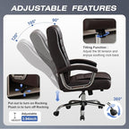 Executive Office Chair Adjustable Leather Chair High Back Swivel Office Desk - Image 4