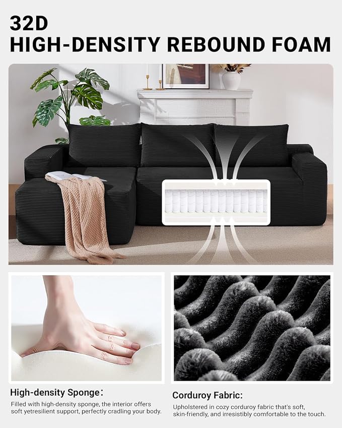97" Cloud Sectional Couch, Modern Modular Sectional Sofa - Image 3
