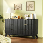 VINGLI Black Fluted 6 Drawer Dresser - Image 3