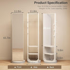 WoodsWhisper Full Length Mirror Coat Rack Solid Wood Floor Mirror 66"x12" Full - Image 9