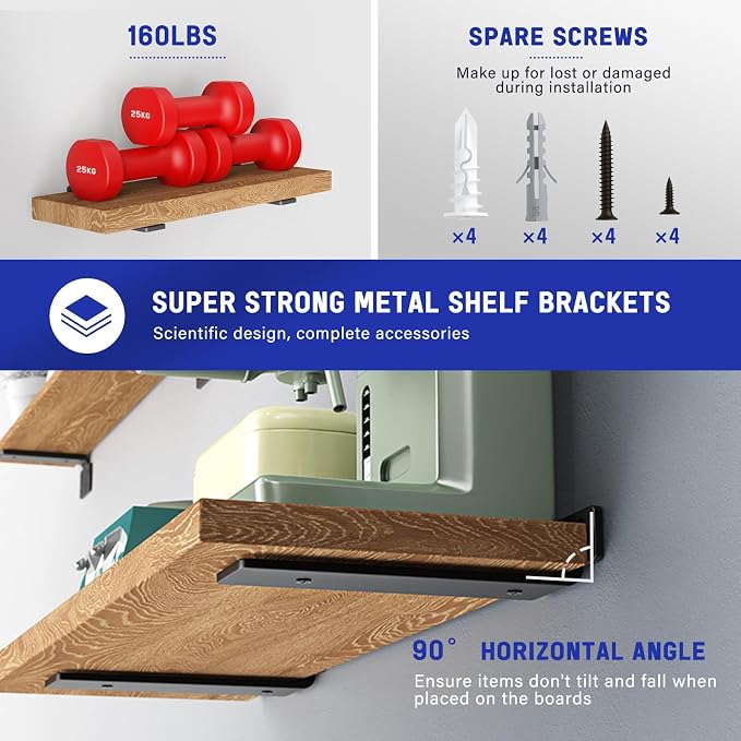 Goovilla Shelf Bracket, Heavy Duty Floating Shelf Brackets 12 inch Long - Image 3