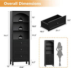 Bookshelf with Drawers, Floor Standing Display Storage Cabinet - Image 2