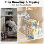 REALINN Under Sink Organizer, Pull Out Cabinet Organizer 2 Tier Slide Out Sink - Image 4