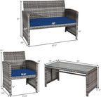 Tangkula 4 PCS Wicker Patio Conversation Set, Outdoor Rattan Sofas - Image 5