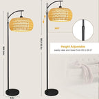 Arc Floor Lamps for Living Room Rattan Boho Floor Lamp - Image 5