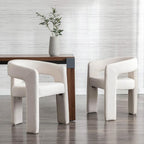 BESTANO Set of 2 Modern Linen Fabric Upholstered Dining Chairs - Image 2