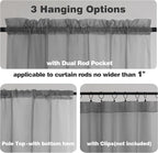 Chyhomenyc Sheer Curtains 63 Inch Length 2 Panels, Charcoal Grey | Light - Image 3