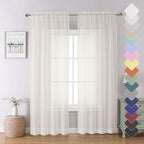 Ivory Sheer Curtains 84 Inches Long 2 Panels, Solid Voile Light Filtering Airy by Lecloud