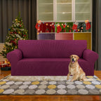 Stretch Couch Covers for Sofa, 3 Cushion Couch Slipcover, Wine | 1-Piece - Image 2