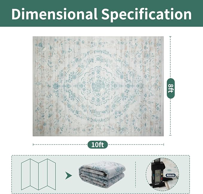 8x10 Boho Washable Area Rugs for Living Room, Dining Room | Ultra Soft Low Pile - Image 2