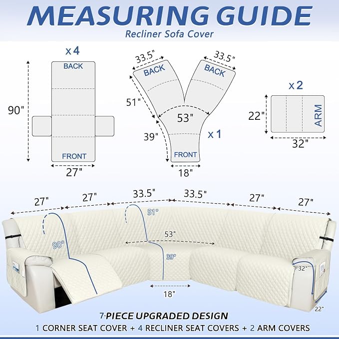 Arfntevss Recliner Sectional Couch Covers 1OO% Waterproof L Shape Sofa Cover - Image 2