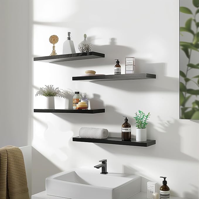 YYWUOJJ Wood Floating Shelves for Wall Decor, Rustic Wall Shelves for Bedroom - Image 3