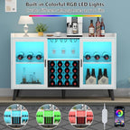 Loomie Wine Bar Cabinet with LED Light, Home Coffee Cabinet with Wine Rack and - Image 5