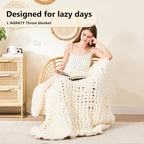 L'AGRATY Chunky Knit Throw Blanket - Image 2