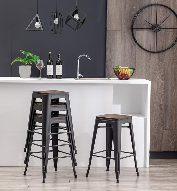 HAOBO Home 24" Backless Metal Counter Stool Height Bar Stools, Barstools - Image 7