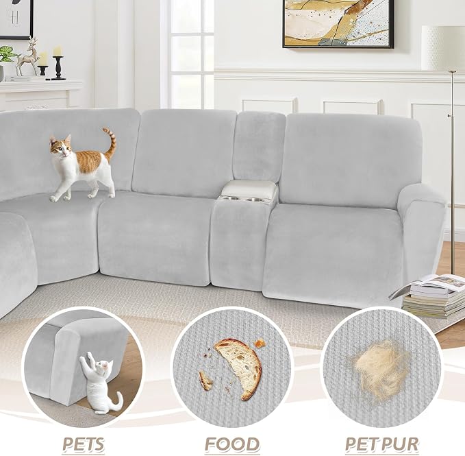 Arfntevss Sectional Recliner Couch Covers Velvet Washable Corner Sectional Sofa - Image 6