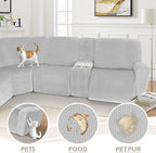 Arfntevss Sectional Recliner Couch Covers Velvet Washable Corner Sectional Sofa - Image 6