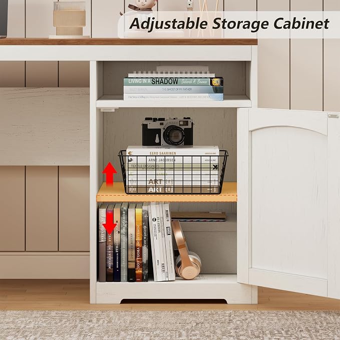 YOMILUVE 63" Farmhouse L Shaped Executive Desk - Image 6