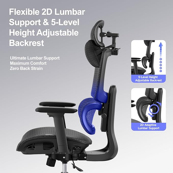 Ergonomic Office Chair with 3D Headrest, Computer Chair with Adjustable - Image 6