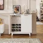 Fluted Coffee Bar Cabinet with Storage, Modern Sideboard Buffet Cabinet with by FiveWillowise