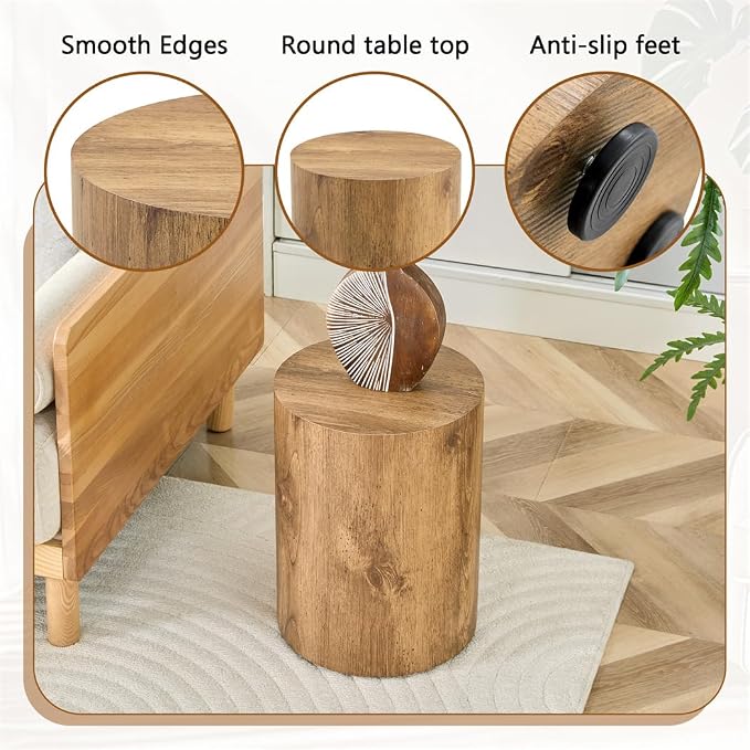 Round Side Table, End Table Living Room Table, Sofa Couch Bedside Table - Image 4