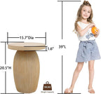 PARISLOFT ​​Rustic Mushroom Side Table, Bohemian End Table - Image 3