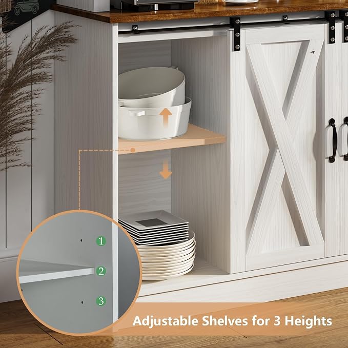 4ever2buy Farmhouse Coffee Bar Cabinet - Image 4