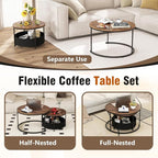 Tangkula Round Nesting Coffee Table Set of 2, Wooden Center End Table - Image 5