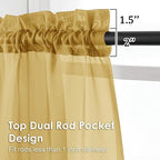 Gold Sheer Curtains 72 Inches Long 2 Panels - Image 3